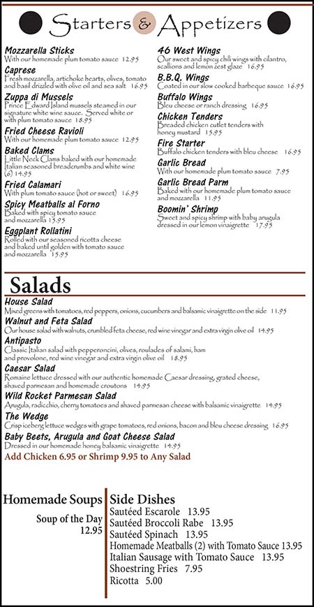 Pietro's menu clearance